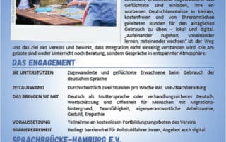 Flyer von Sprachbrück-Hamburg bei „Eimbsüttel engagiert sich“