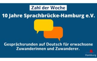 Screenshot vom Beitrag der Sozialbehörde Hamburg „Zahl der Woche“ zum 10-jährigen Jubiläum von Sprachbrücke-Hamburg e.V.