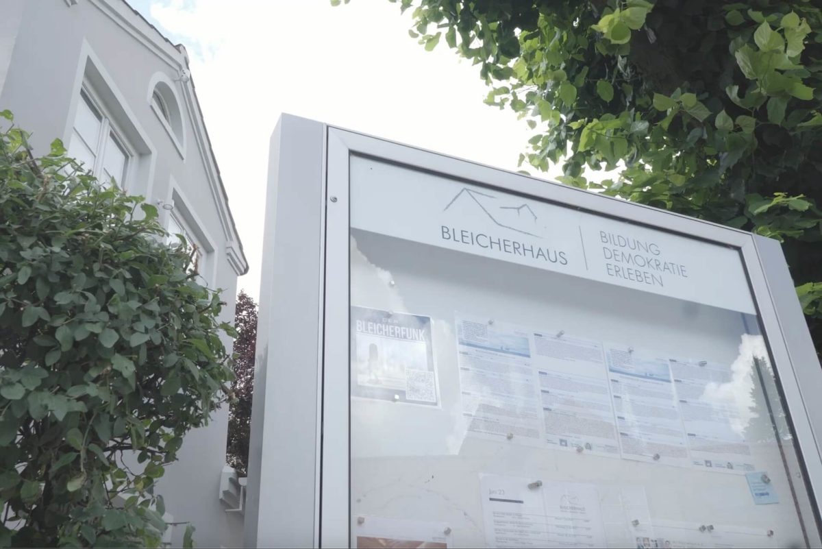 Wegbeschreibung zur Gesprächsrunde im Bleicherhaus - vor dem Gebäude